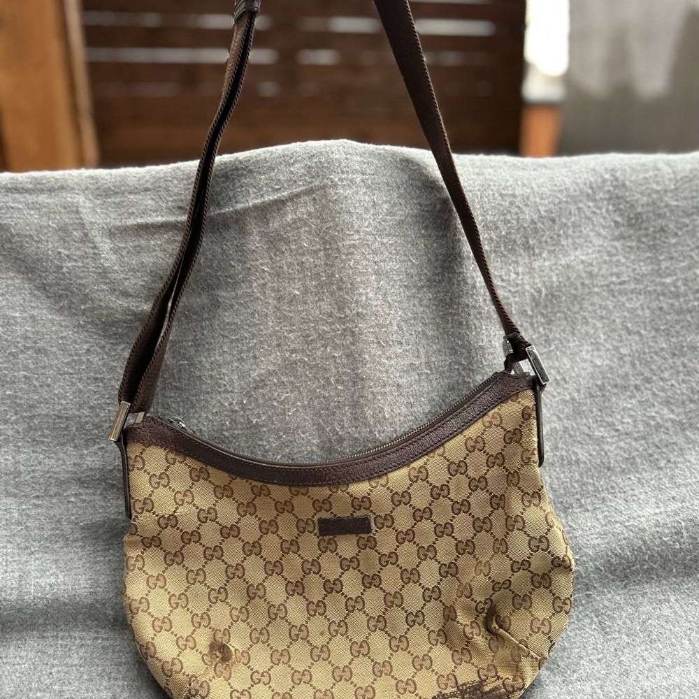 Gucci Brown Monogram Canvas Shoulder Bag